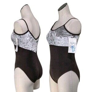Body Wrappers VTG 80s Crushed Velvet Stretch Tank Low Back Leotard AL Adult L